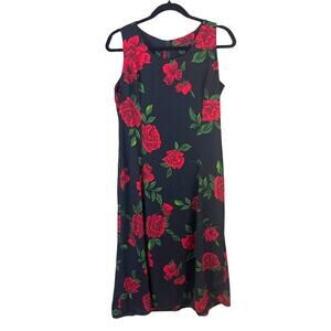 Vintage Piano Y2K Rose-Print Maxi Dress M — Monica from Friends